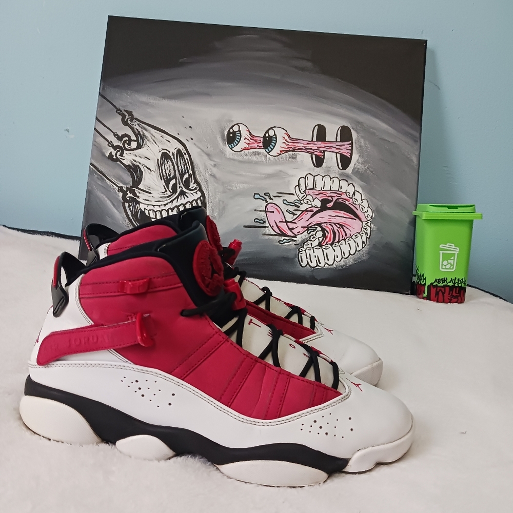 Red and White High-Top Sneakers